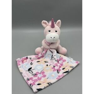 Little Beginnings Pink Unicorn Lovey Plush Baby Floral Baby Security Blanket